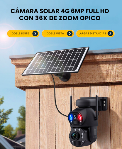 Zoom Guard: Cámara de Seguridad Solar 3 Lentes